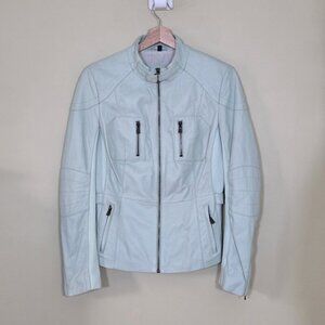 Bod & Christensen Jacket Women M Light Green Penelope Genuine Leather Moto Lined